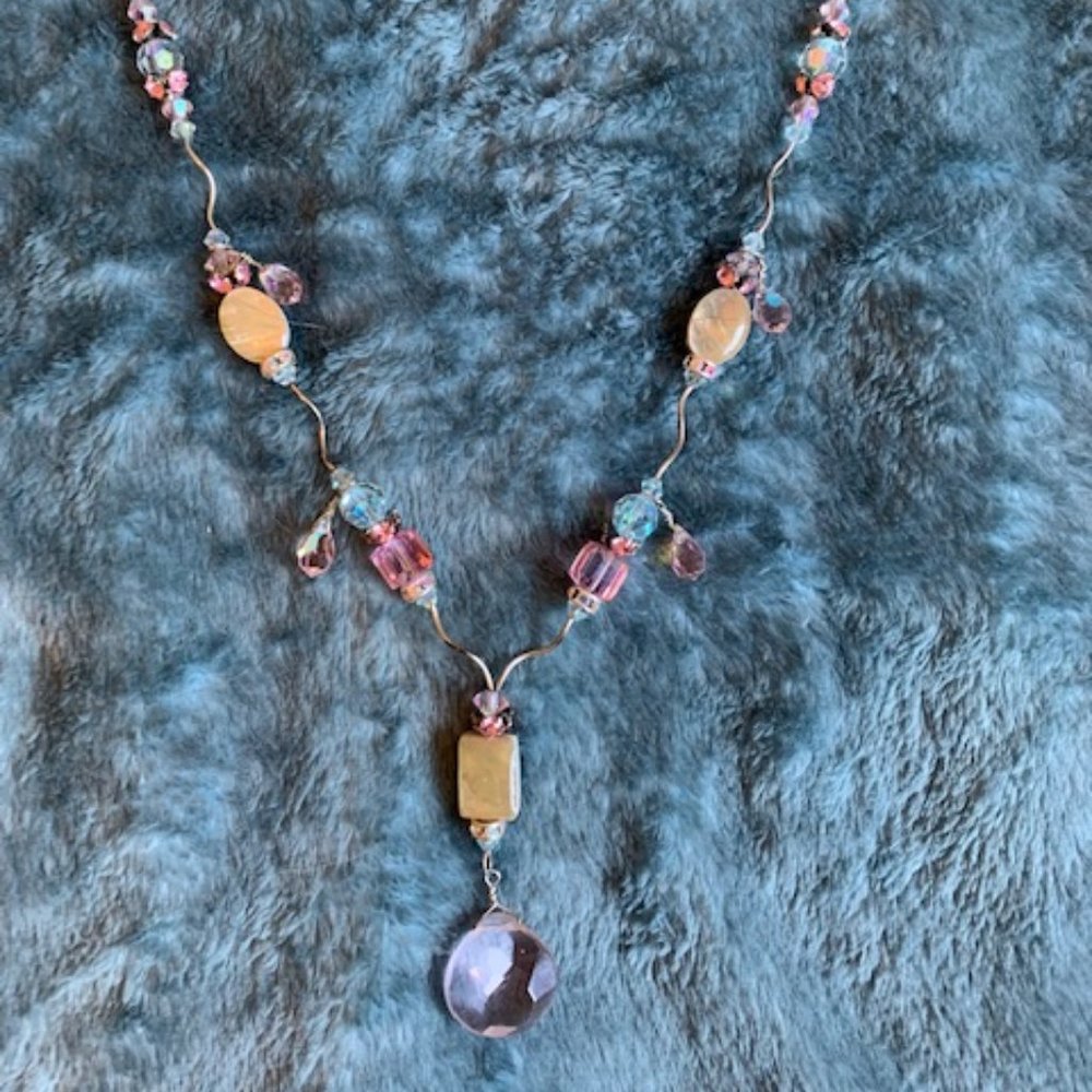 Handmade Pink Crystal Necklace